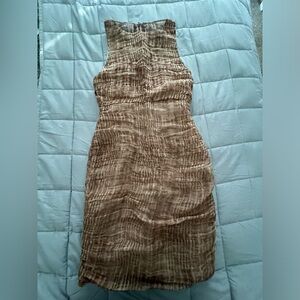 ALICE + OLIVIA Sleeveless Cocktail Sheath Dress Brown